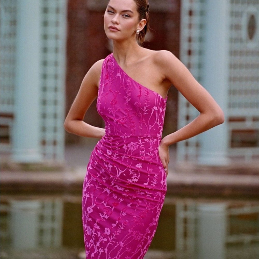 Hutch Monty One Shoulder Velvet Floral Dress